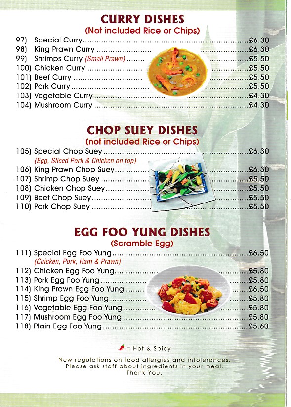 Menu of Fu Kwai chinese takeaway Ynysybwl