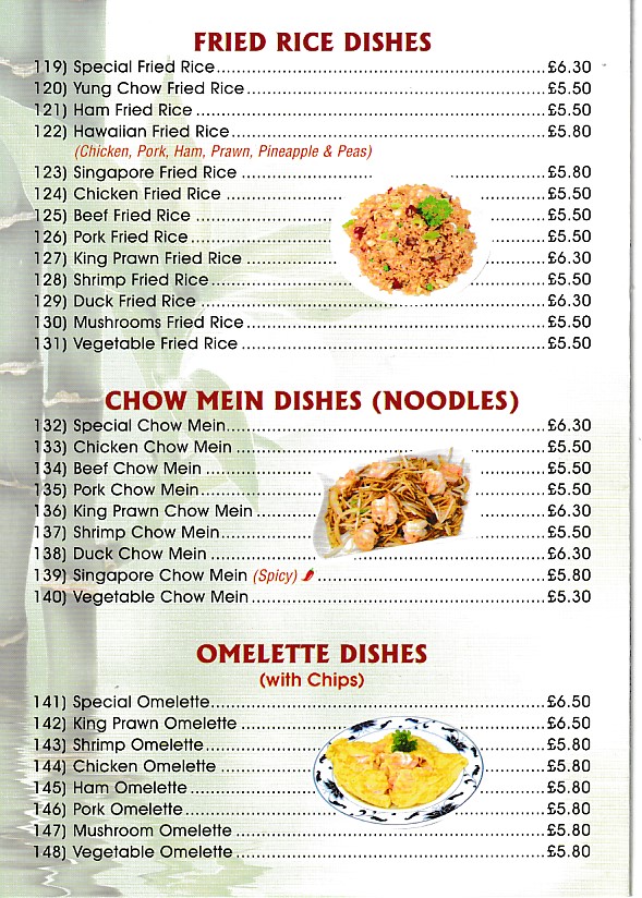 Menu of Fu Kwai chinese takeaway Ynysybwl