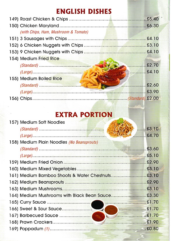 Menu of Fu Kwai chinese takeaway Ynysybwl