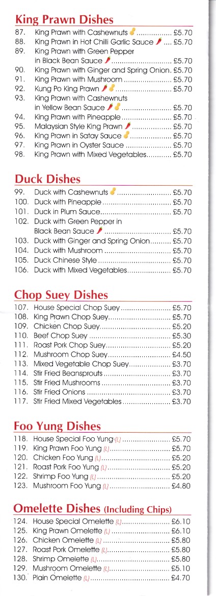 Menu of Mayfair Garden, Chinese Takeaway in Tylerston, Ferndale.