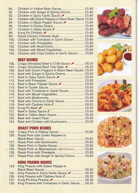 Menu of Golden Wok, Chinese Takeaway in Abercynon