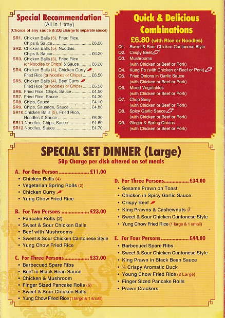 Menu of Golden Wok, Chinese Takeaway in Abercynon